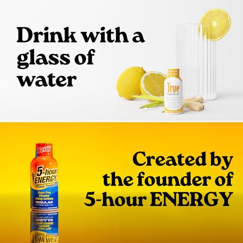 True Hydration Shots Lemonade Lemongrass Flavor – 12 Pack of 1.93 fl oz – Electrolytes – Amino Acids – Zero Sugar – Zero S...