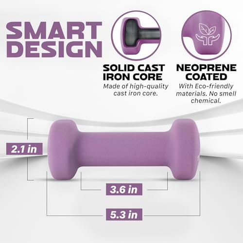 Yes4All 5 lbs Dumbbells Neoprene with Non Slip Grip – Great for Total Body Workout – Total Weight: 10 lbs (Set of 2)