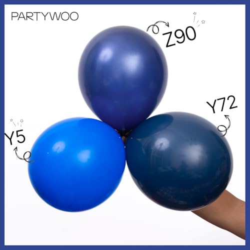 PartyWoo Navy Blue Balloons 92pcs Different Sizes of 18 12 10 5 Inch Dark Blue Balloon Arch Kit Garland for Graduation Wed...