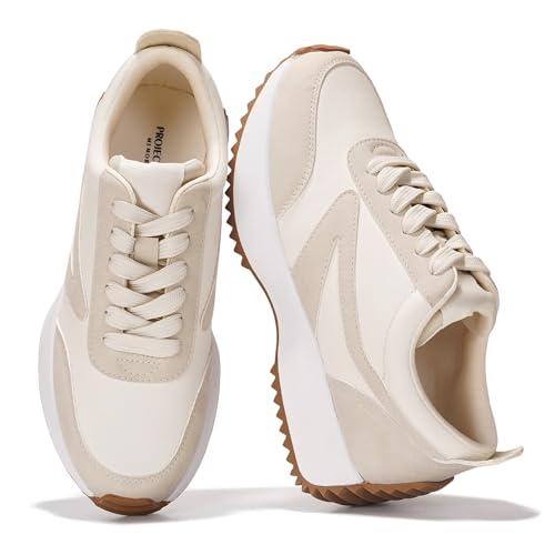 Project Cloud Womens Sneakers - Memory Foam Insole and Lightweight Spring Shoes - Non-Slip Lace Up Trendy Shoes - Fashion ...