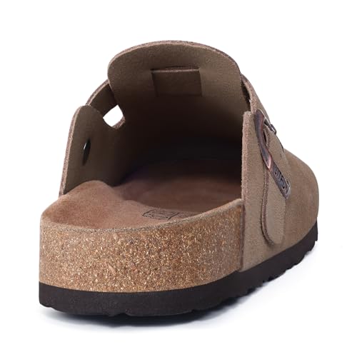 Litfun Unisex Genuine Suede Clogs Soft Footbed Leather Potato Shoes Comfort Slip On Clogs with Arch Support