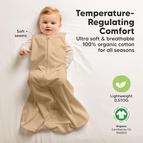 2-Pack Baby Sleep Sacks, Zipper Wearable Blanket - 0.5TOG Organic Cotton, Lightweight,Soft Cozy Toddler Sleeping Sack 12-2...