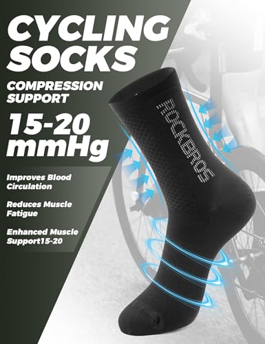 ROCKBROS Cycling Socks,Crew Length,Breathable & Non-Sticky with reflective logo,All Seasons for Men Women Bike Socks