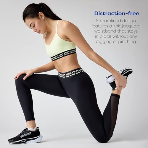 Brooks Women’s PR Elite Tight, Mid-Rise Compression Running Tights, Quick-Drying Breathable Fabric with Mesh Ventilation