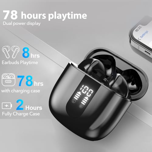 JBES Bluetooth Earbuds Wireless Headphones, 60H Deep Bass Ear Buds with 4 Noise Cancelling Microphone, IP5 Waterproof Earp...