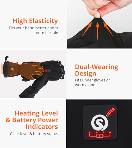 Heated Glove Liners for Women Men - Thin Rechargeable, Touchscreen Compatible, Long-Lasting Warmth for Winter Sports Indoo...