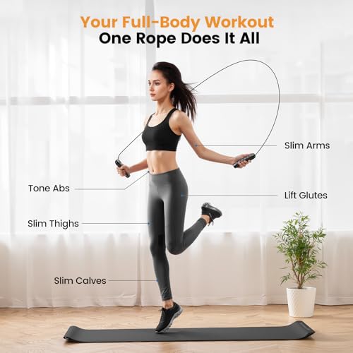 Jump Rope,Tangle-Free Rapid Speed Jump Rope with Ball Bearings for Men,Women and Kids,Adjustable Steel Skipping Rope with ...