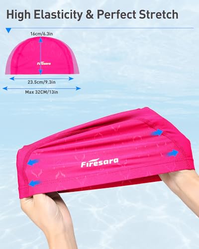 Firesara Fishtail Fabric Swim Cap for Men Women, Breathable High Elasticity Swimming Cap Hair Protection Quick Dry Soft fo...