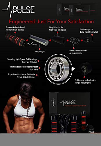 Weighted Jump Rope (1LB) With Memory Foam Handles and Thick Speed Cable - For fitness workouts at home, cardio, boxing and...