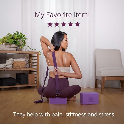 Clever Yoga Blocks & Strap - Lighweight Foam Yoga Blocks 2 Pack with 8ft Cotton Yoga Strap Set Kit for Beginners & Pros, A...