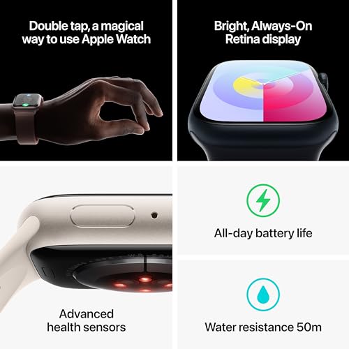 Apple Watch Series 9 GPS 41mm Midnight Aluminum Case with Midnight Sport Band - S/M (2023)