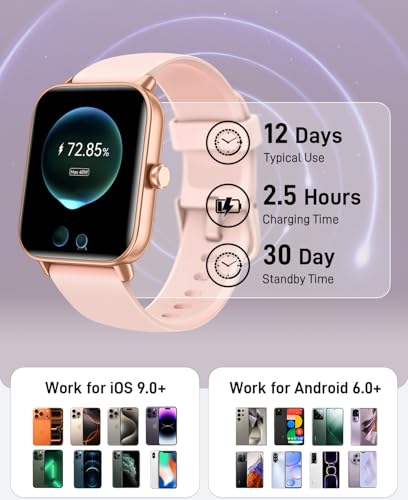 Smart Watches for Women (Make/Answer Calls), Alexa Built-in Smart Watch for Android/iPhones with Receive Messages/Emails/R...