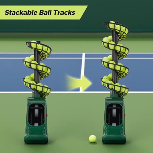 Furlihong 3819BH Portable Tennis Ball Machine – 5 Adjustable Angles, 2 Power Levels, 4 Serve Intervals, Up to 30 MPH, for ...