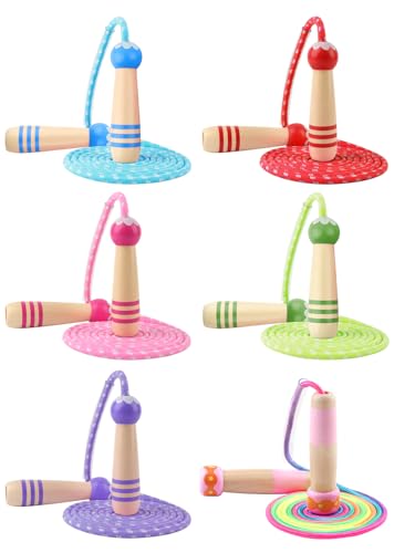 Jump Rope for Kids, Lorvain Adjustable Skipping Rope, Kids Jump Ropes with Wooden Handle for Girls Boys, Weighted Jumping ...