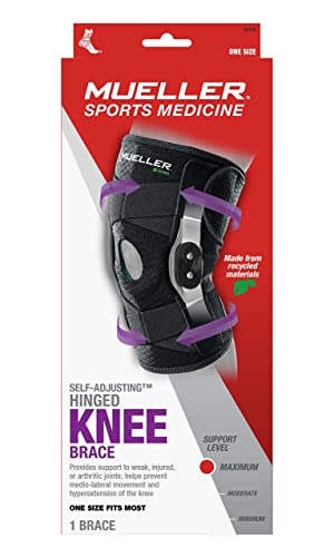 MUELLER Sports Medicine Green Self-Adjusting Hinged Knee Brace, Knee Pain Relief Support for Men and Women, Ideal for Arth...