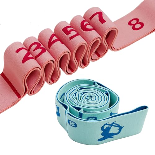 2 PCS Kids Stretching Strap & Band for Dance, Ballet – 8-Loop Adjustable Elastic Equipment for Yoga, Gymnastics Workout, H...