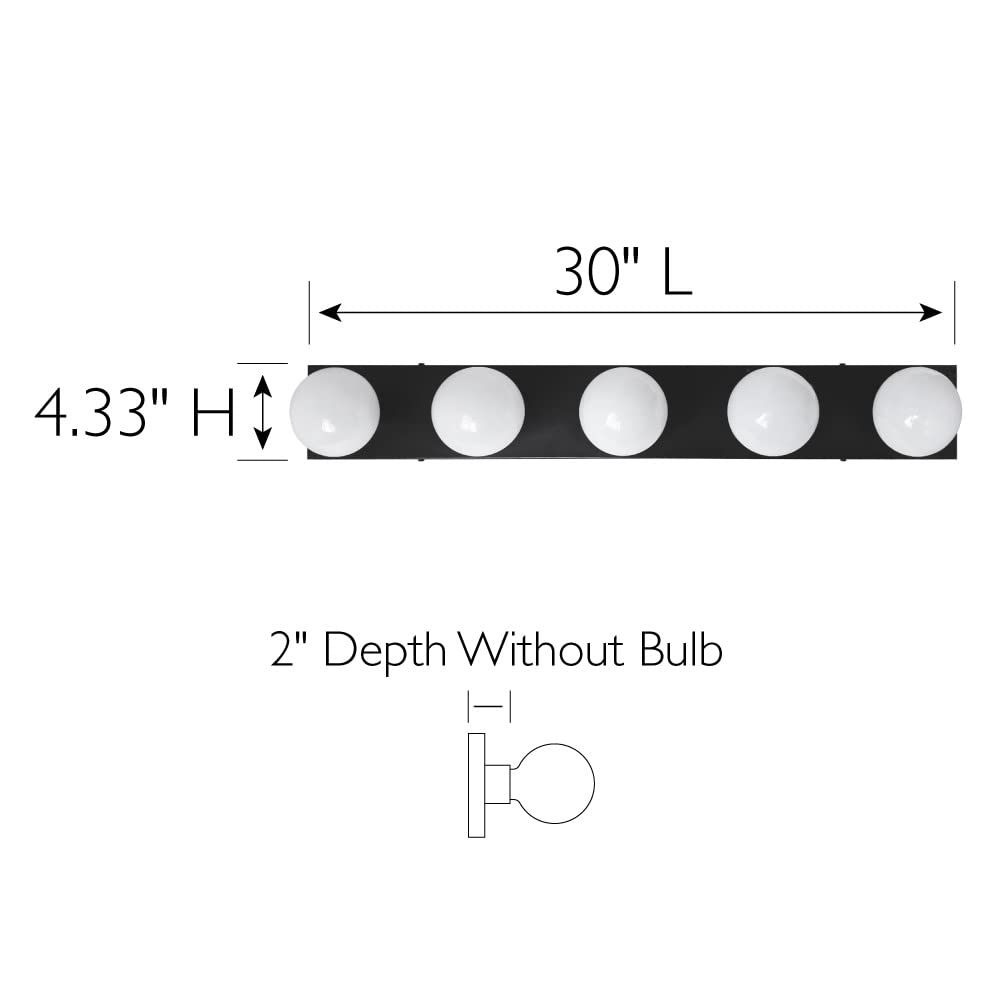 Design House 588582-BLK 5-Light Dimmable Vanity Strip Light, Matte Black, Iron for Bathroom and Bedroom