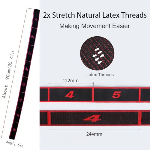 2PCS Fitness Resistance Band for Stretching and Yoga, Numbered Resistance Band with Clear Markings, 8-Section Elastic Trai...
