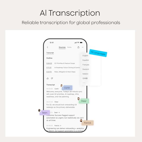 Plaud Note AI Voice Recorder, Voice Recorder w/Case, App Control, Transcribe & Summarize with AI Technology, Support 112 L...