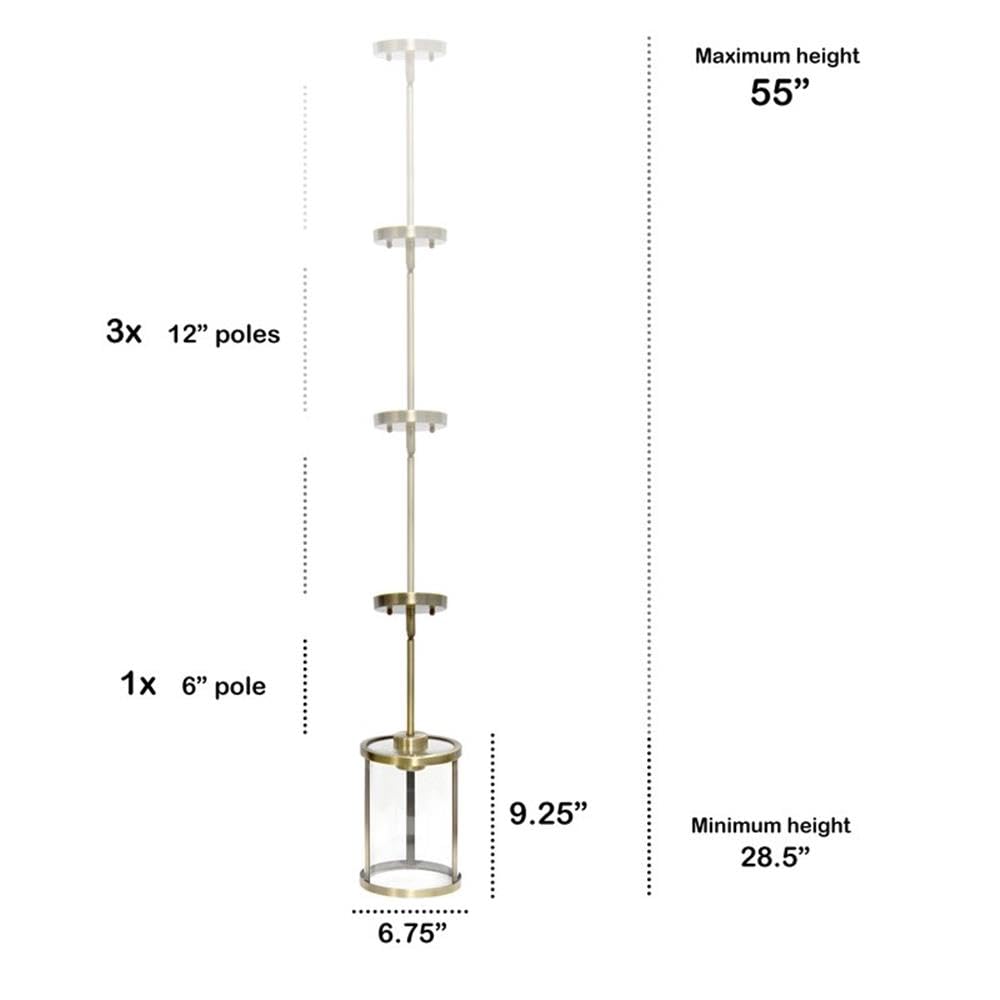 Lalia Home 1-Light Pendant Fixture, Adjustable, Clear Glass, Antique Brass, 9.25in Height, Model 1270-LHP-3002-AB