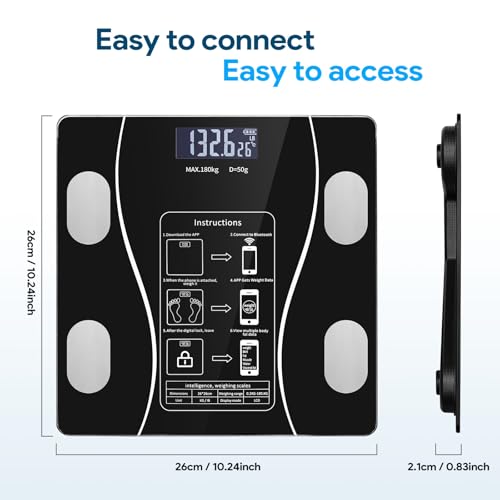 Smart Weighing Scale, Bluetooth Smart Body Fat Scale, accurately Measures Weight, Body Fat Percentage, Muscle Mass Percent...