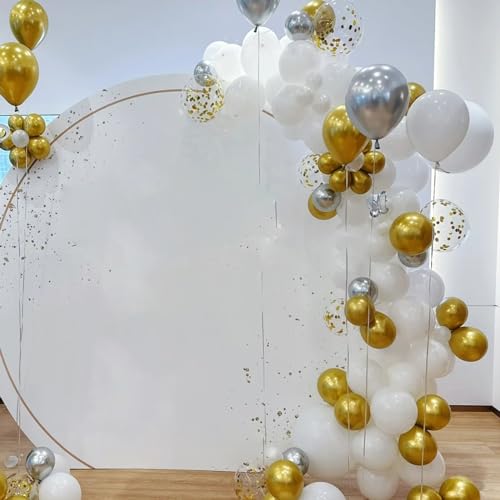 Paready Gold and Silver Latex Balloons, 60 Pcs 12 Inch Metallic Gold Silver and White Confetti Balloons for Birthday Baby ...