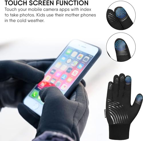 SAWANS Kids Cycling Gloves Sports Winter Thermal Boys Girls Children Windproof Anti-Slip Touchscreen Gloves Age 4-12 Years...
