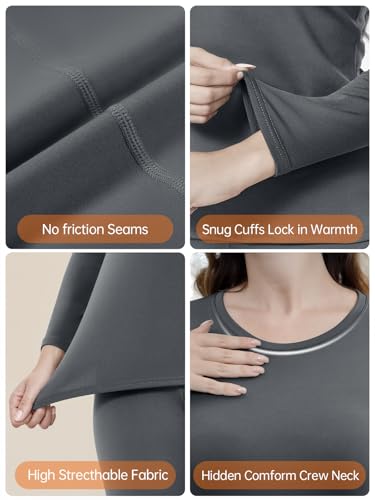 2 Packs Thermal Underwear for Women Long Johns Set for Cold Weather Base Layer Top & Bottom with Fleece Lined