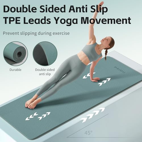 PAIDU Yoga Mat 8mm Super Thick TPE Fitness Mat | SGS Certified | Non-Slip, Odorless & Tear-Resistant | Unisex with Strap |...