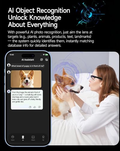 MNVOEQ Smart Glasses with Camera 4K, Video Recording.Bluetooth for Men & Women -Hands-Free Recording Glasses with Audio, A...