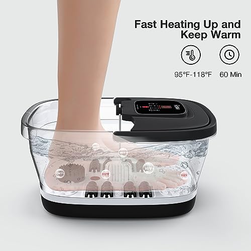 HOSPAN Collapsible Foot Spa with Heat, Bubble, Red Light, and Temperature Control, Foot Bath Massager with 8 Shiatsu Massa...