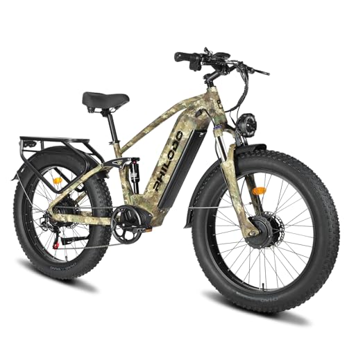 PHILODO 5000𝕨 Dual Motor E-Bike 60V Electric Bike for Adults,45MiIe P-Hour Full Suspension Hydraulic Disc Brakes EBike,2...