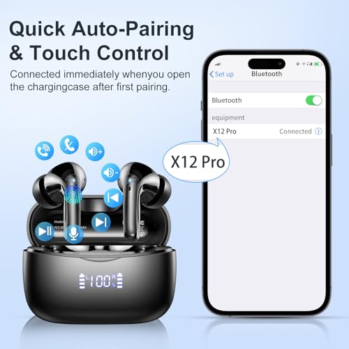 WeurGhy Wireless Earbuds, HiFi Sound Bluetooth 5.3 Headphones with 4 ENC Noise Mic, 56H Playtime Ear Buds with LED Displa...