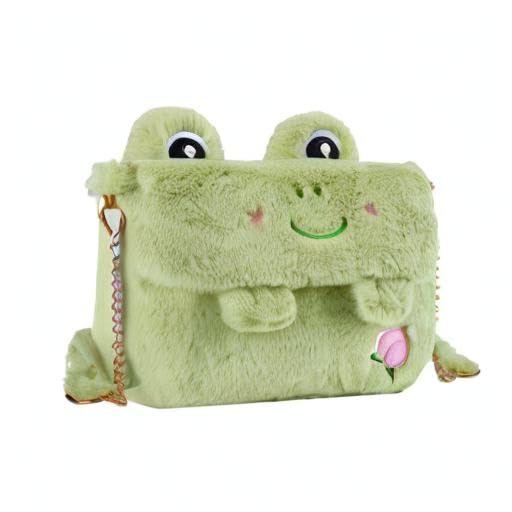 3D Cartoon Frog Plush Pouch, Small Coin Wallets, Cute Headset and Hair Accessories Bags - Fun Gifts Goodie Bag (Frog)