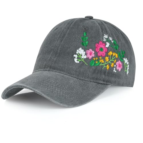 HOVEOX Flower Baseball Cap Embroidered Hat Baseball Cap Women's Hats Trendy Embroided Flower Gift for Woman