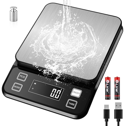 22lb Waterproof IPX67 Kitchen Scale with 0.1g/0.001oz High Precision, Diyife Large Stainless Steel Food Scale, 10 Unit, Wa...