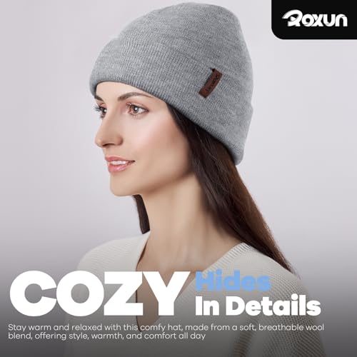 ROXUN Beanie for Men/Women Winter Hat Knit Cuffed Soft Warm Unisex Skull Stocking Cap