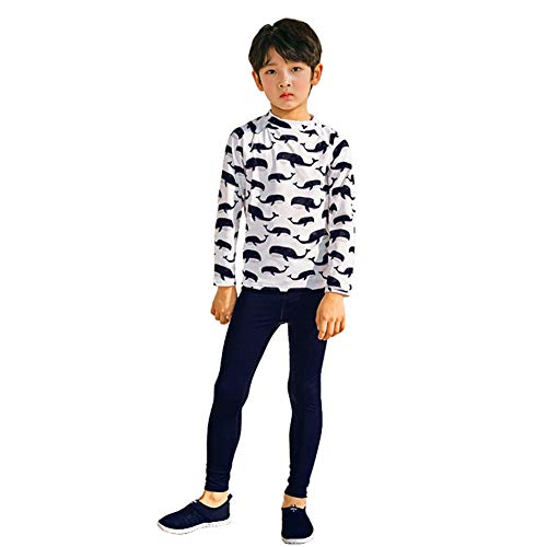 Digirlsor Kids Boys Two Piece Rash Guard Swimsuit Bathing Suit Long Sleeve Sunsuit Swimwear Set with Cap 2-10 Years