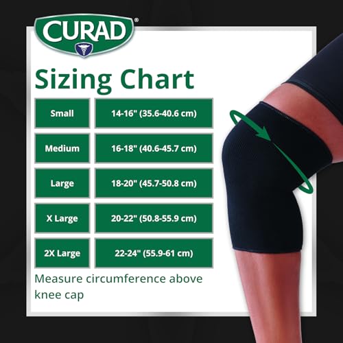 CURAD Knee Support for Men & Women, Elastic, Pull-Over, Knee Brace for Running Knee Pain, Workout Sports Knee Brace, Blac...