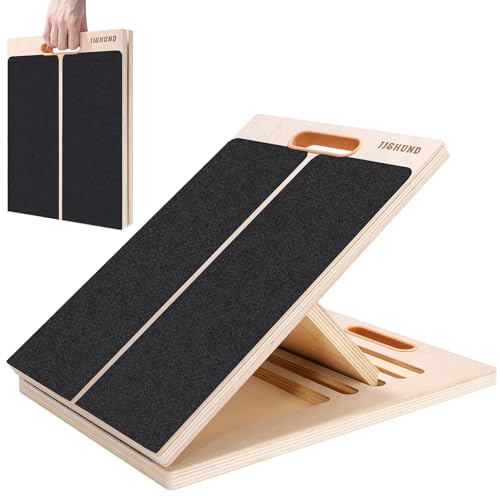 Slant Board for Calf Stretching, Adjustable Wooden Calf Stretcher Incline Board, Calf Stretch Board for Squats Leg Knees H...