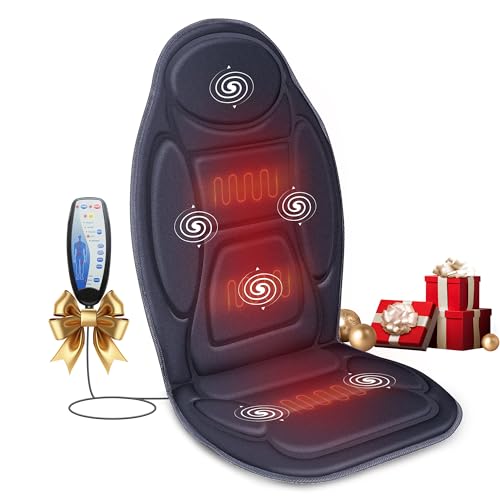 Snailax Vibration Back Massager with Heat, Massage Seat Cushion with 6 Vibrating Motors and 2 Heat Levels, Massage Chair P...
