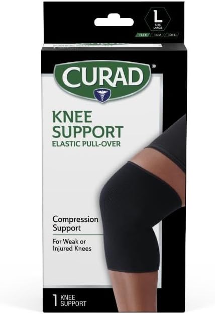 CURAD Knee Support for Men & Women, Elastic, Pull-Over, Knee Brace for Running Knee Pain, Workout Sports Knee Brace, Blac...