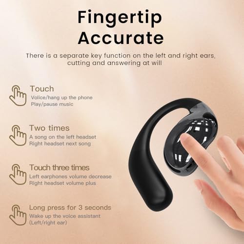 Piluyaa Open Ear Earbuds Ultra Comfort Wireless Bluetooth 5.4 Headphones Over The Ear Earbuds with Intelligent Touch Scree...