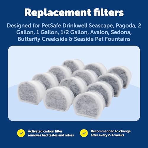 PetSafe Drinkwell Avalon & Pagoda Fountain Activated Carbon Filters - Better Hydration Choice - Long-Lasting Purity - Odo...