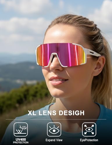 OULAIQI Sports Sunglasses for Men Women,Cycling Glasses UV Protection for Running Softball Volleyball Hiking