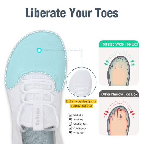 Rollstep Wide Toe Box Shoes Women Extra Wide Width Sneakers Air Cushion Road Running Shoes Ultra Light Tennis Gym Workout ...