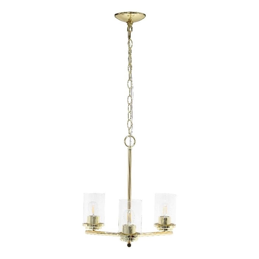 Elegant Designs 3-Light Pendant Chandelier, 15 Glass & Metal, Gold, Model Pt1018-Gld For Kitchen, Foyer, Dining Room