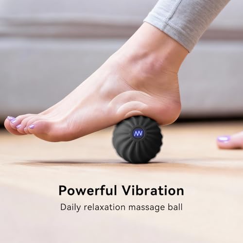 Easewand 2.4" Mini Electric Vibrating Massage Ball, 10-Speed Fitness Yoga Massage Roller for Palm, Hand, Foot, Leg, Neck, ...