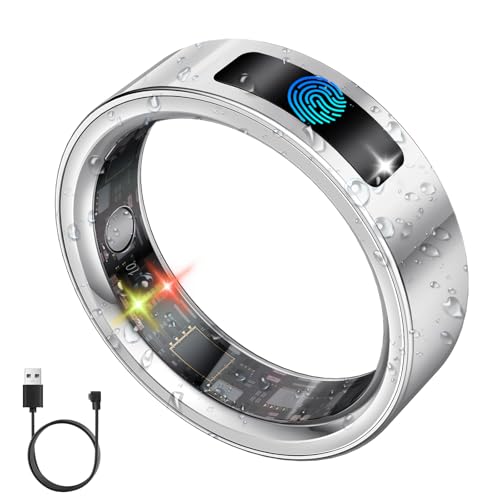 uaue Smart Ring for Women Men, Fitness Tracker Ring with Heart Rate/Women's Health/Sleep/Steps, Touch Control, Vibration A...