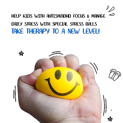Neliblu Neon Smile Stress Balls for Adults and Kids - Foam Squeeze Ball for Relaxation and Fun - Pack of 12 Happy Face 2....